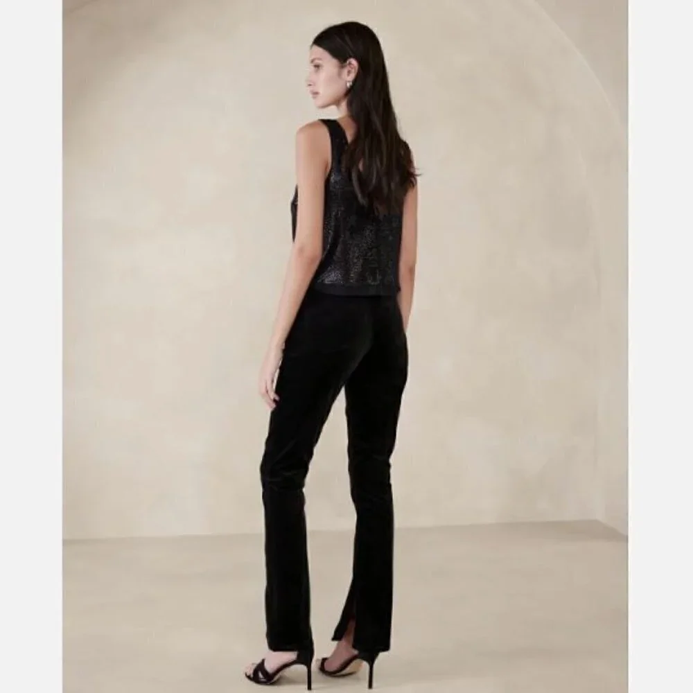 Banana Republic High Rise Slim Velvet Stiletto Jeans Black Size 31/12 NWT RT$120